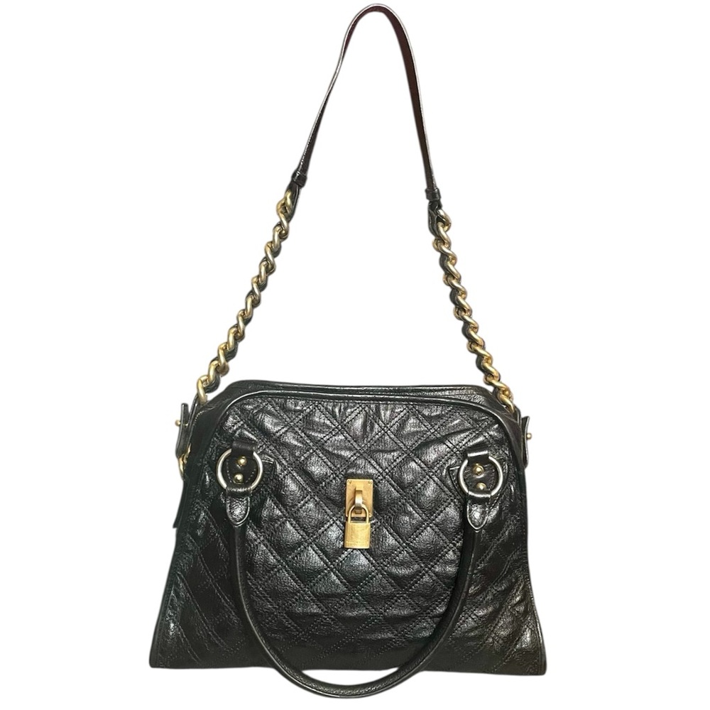 Marc Jacobs Black Quilted Goatskin Leather Two Way Karlie Handbag Shoulder Bag